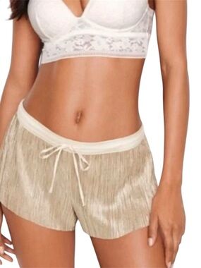 Victoria's Secret Gold Metallic Pleated Lounge Pajama Shorts Size Medium